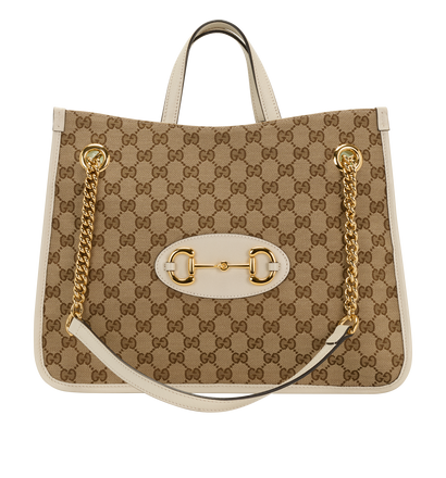 Horsebit 1955 Tote, &pound;750, Handbags, Beige/Cream, Canvas/Leather, Front view